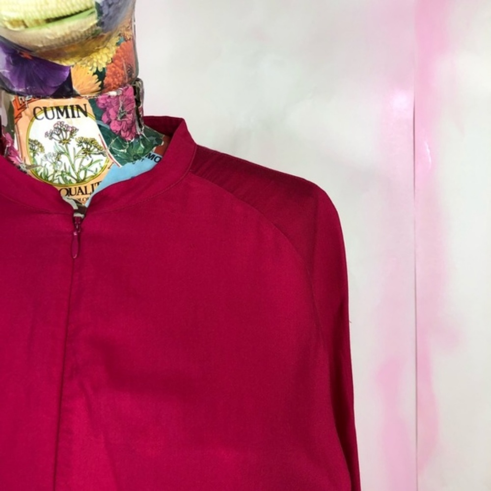 & Other Stories Long Sleeve Front Zip Layer Cerise - Picture 4 of 8